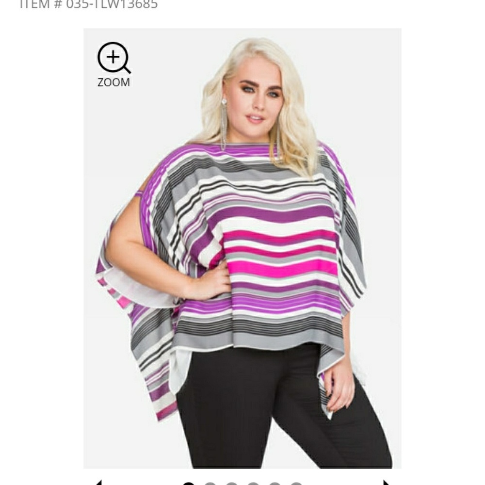 Striped chiffon poncho top